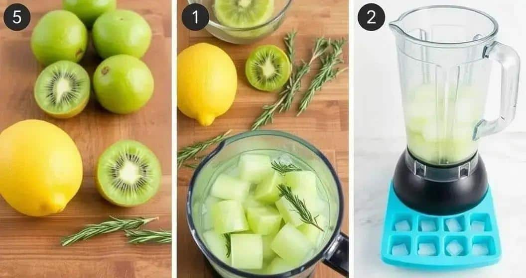 Metodo di preparazione del ghiaccio al kiwi e rosmarino