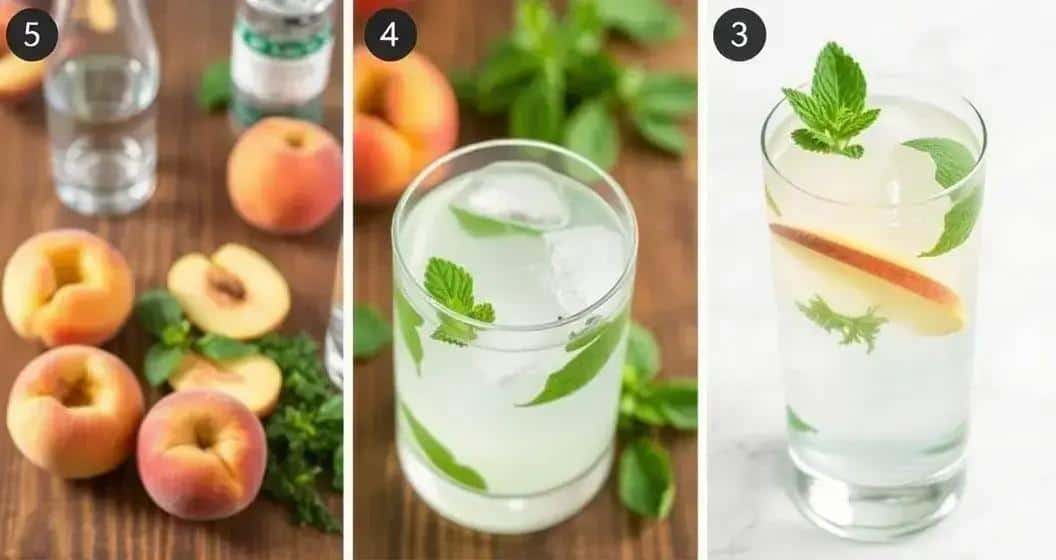 Preparazione del Gin Tonic con Pesca Preparazione del Gin Tonic con Pesca