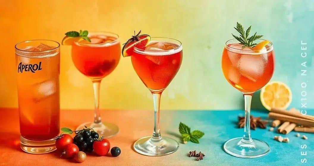 Varianti del Cocktail Aperol con liquore al cassis e limone di Sicilia Varianti del Cocktail Aperol con liquore al cassis e limone di Sicilia
