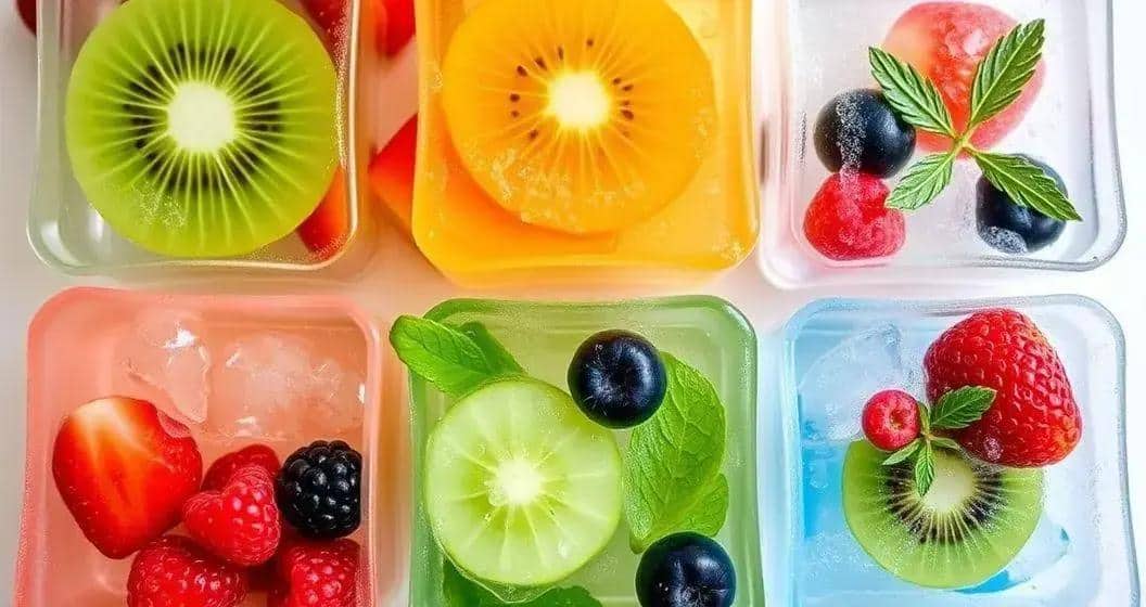 Varianti del ghiaccio con succo di kiwi e rosmarino