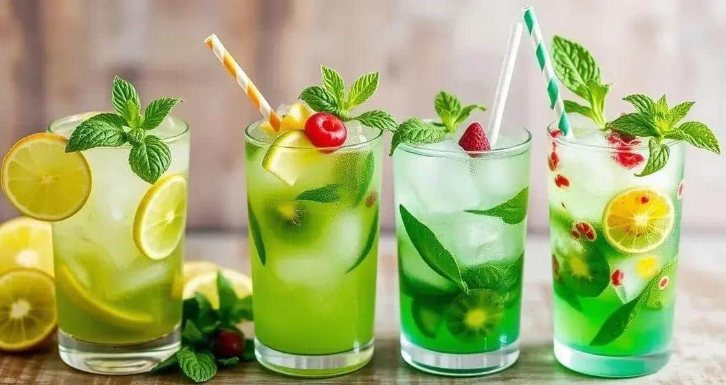 Varianti della bevanda verde con soda