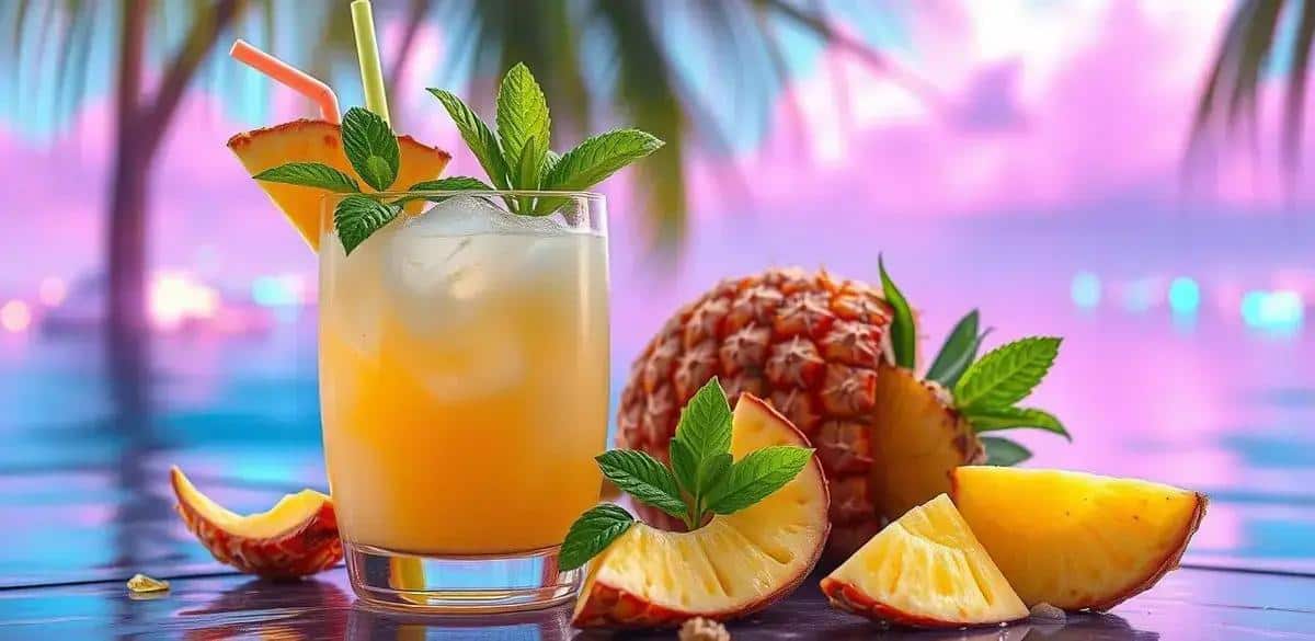 Ingredientes do Martini com Licor de Coco e Suco de Abacaxi