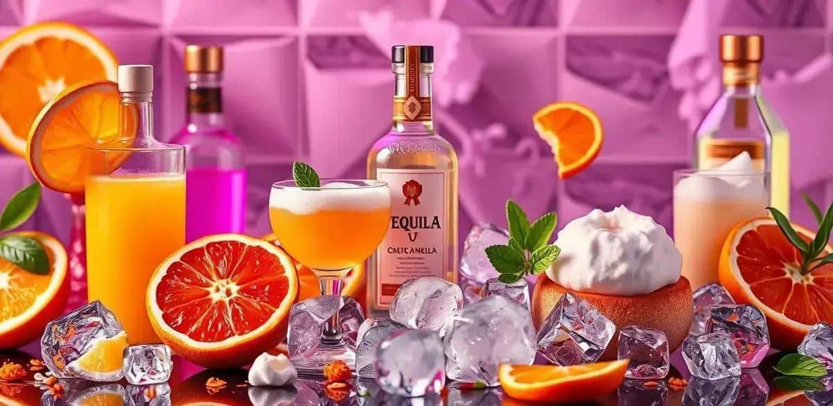 Ingredientes para a Margarita com Suco de Laranja e Espuma de Coco