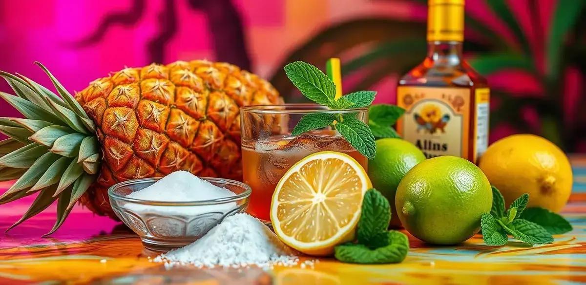 Ingredientes da Caipiríssima de Abacaxi com Rum Envelhecido