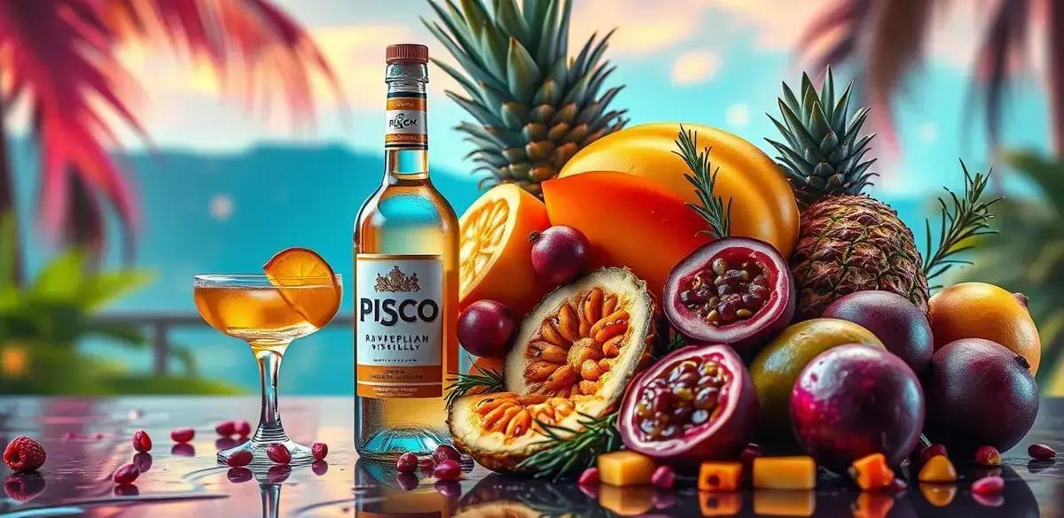 Ingredientes do Pisco Sour com Frutas Tropicais e Alecrim