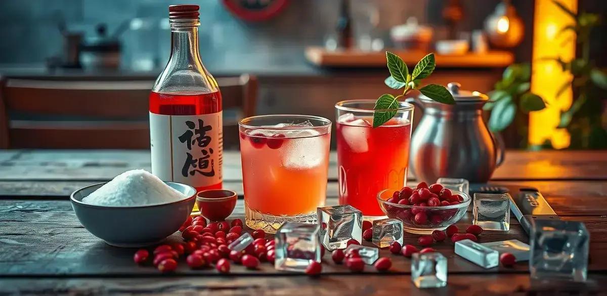 Ingredientes do Saque com Chá de Hibisco e Pimenta Rosa
