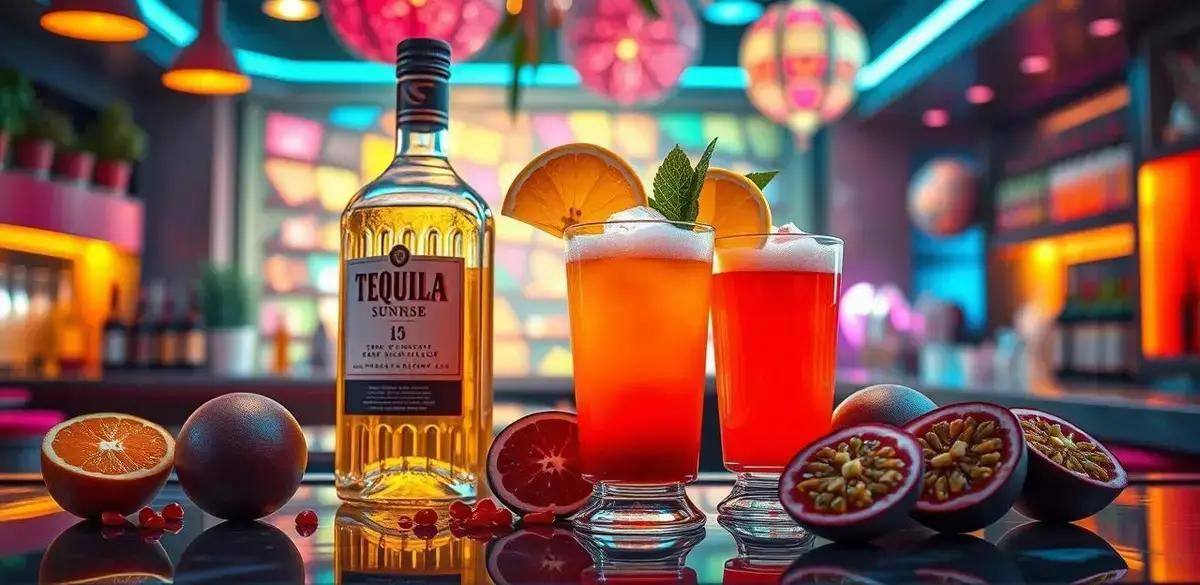 Ingredientes do Tequila Sunrise com Espuma de Maracujá
