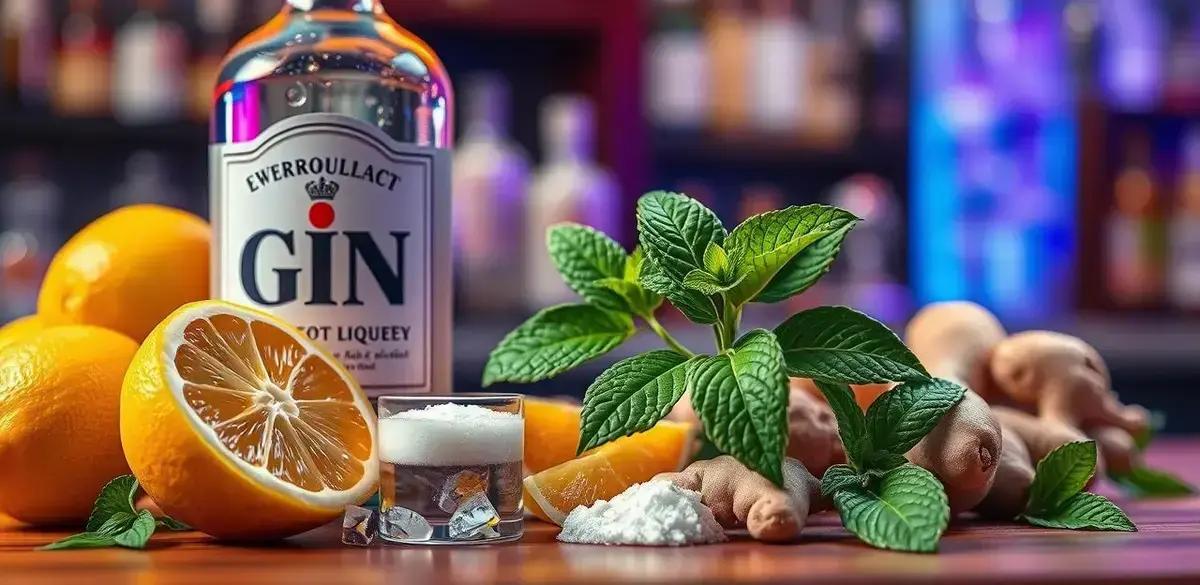 Ingredientes para Gin com Licor de Damasco e Espuma de Gengibre