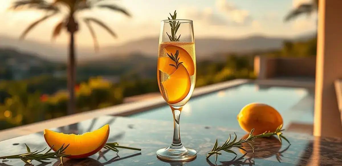 Champagne com espumante de manga e alecrim: Uma bebida refrescante