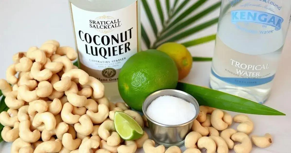 Ingredientes da Caipirinha de Caju com Licor de Coco