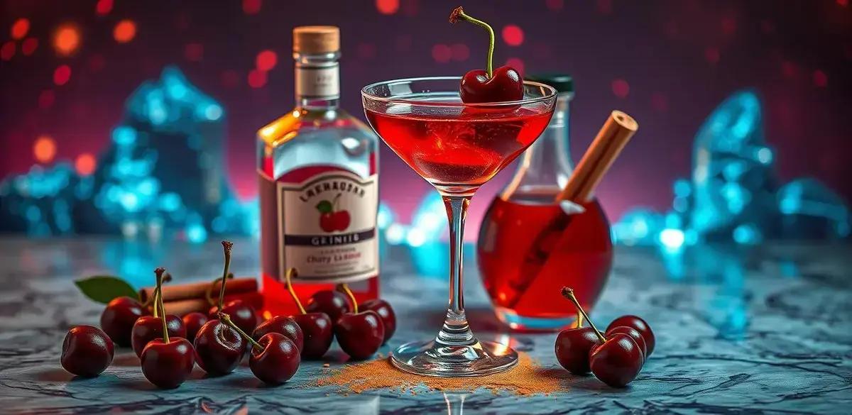 Ingredientes do Martini com Licor de Cereja e Canela