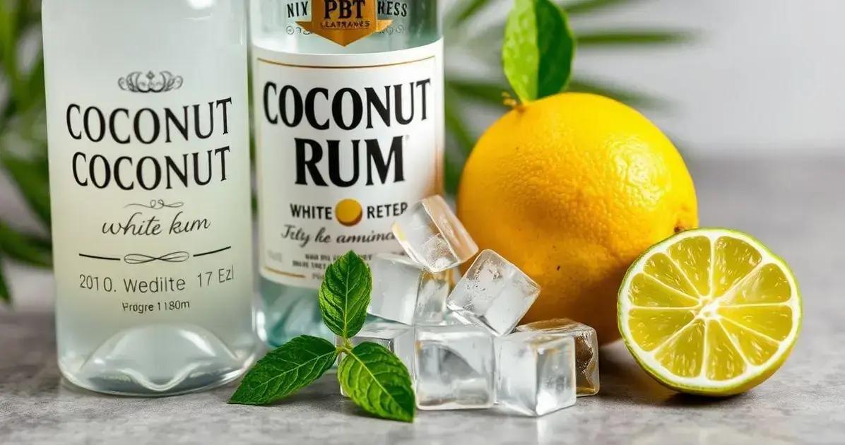 Ingredientes do Rum com Água de Coco e Raspas de Limão