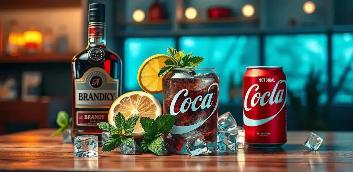 Ingredientes para Conhaque com Refrigerante de Cola e Hortelã