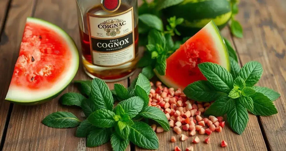 Ingredientes para Conhaque com Suco de Melancia e Pimenta Rosa