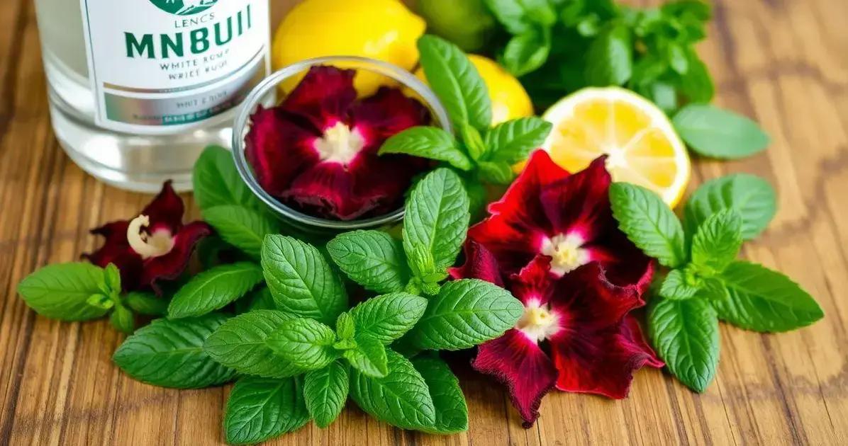 Ingredientes para o Mojito de Hibisco com Rum