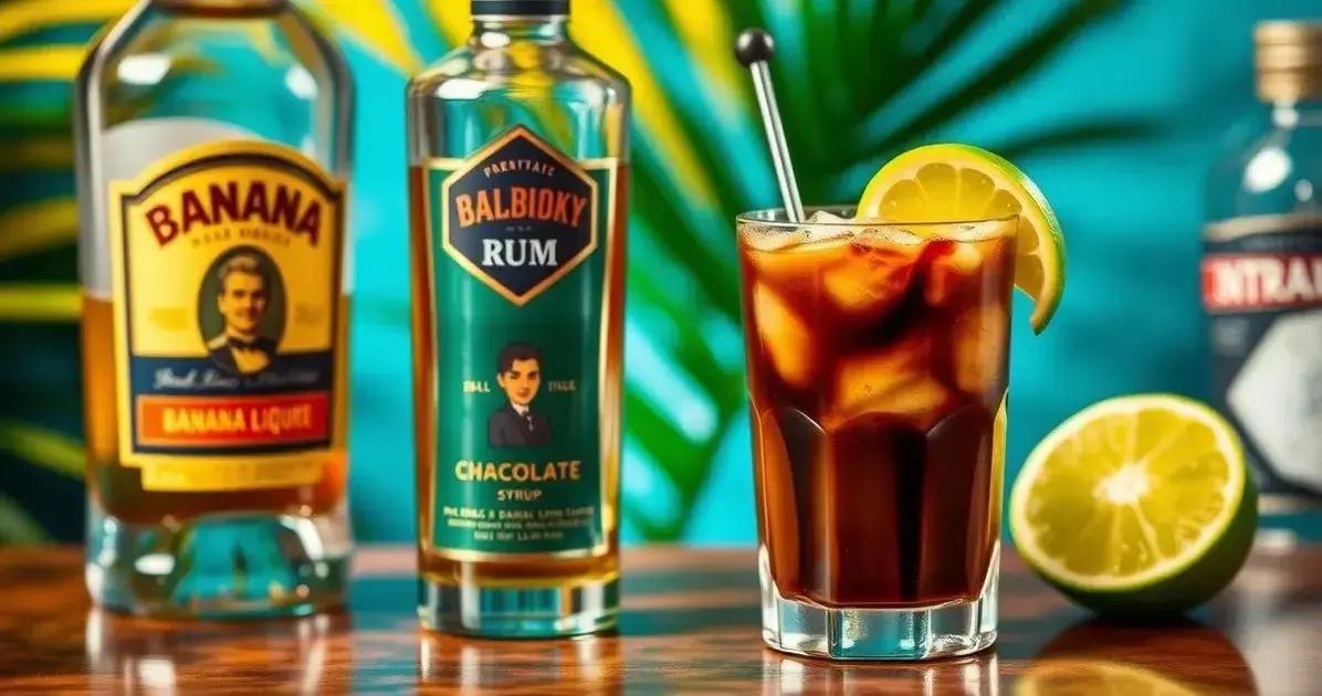 Ingredientes para Rum com Licor de Banana e Xarope de Chocolate
