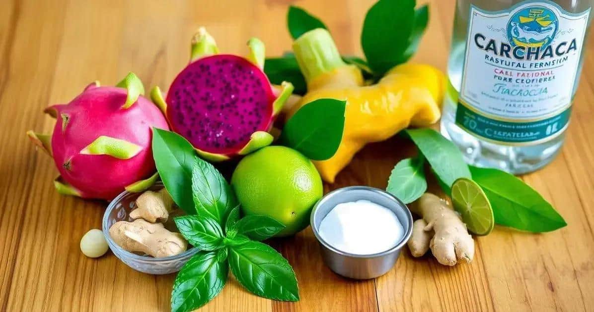 Ingredientes da Caipirinha de Pitaya e Gengibre