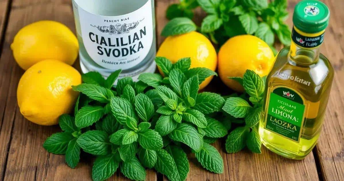 Ingredientes da Caipiroska de Limão Siciliano com Licor de Menta