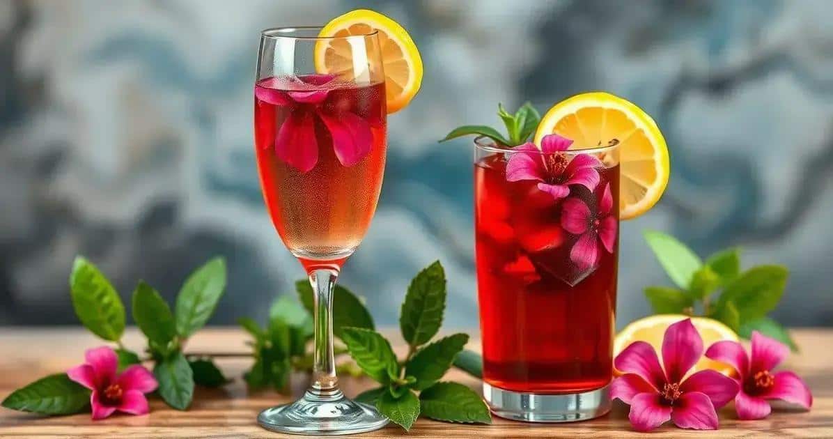 Ingredientes da Receita de Champagne com Chá de Hibisco e Suco de Limão