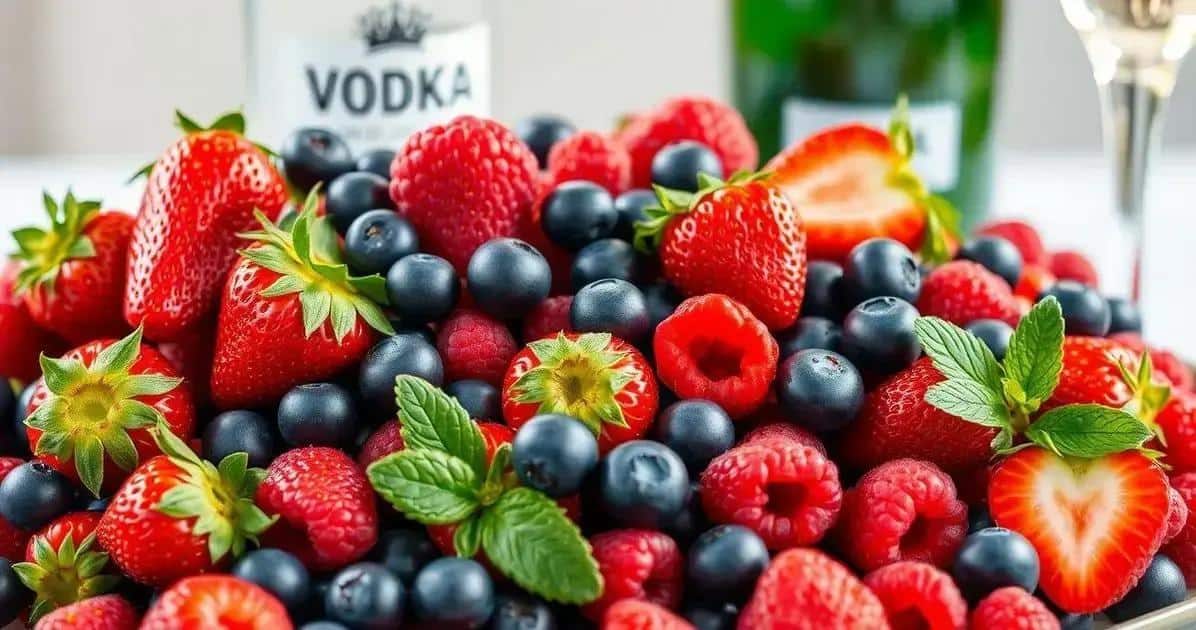 Ingredientes do Coquetel com Vodka e Espumante de Frutas Vermelhas