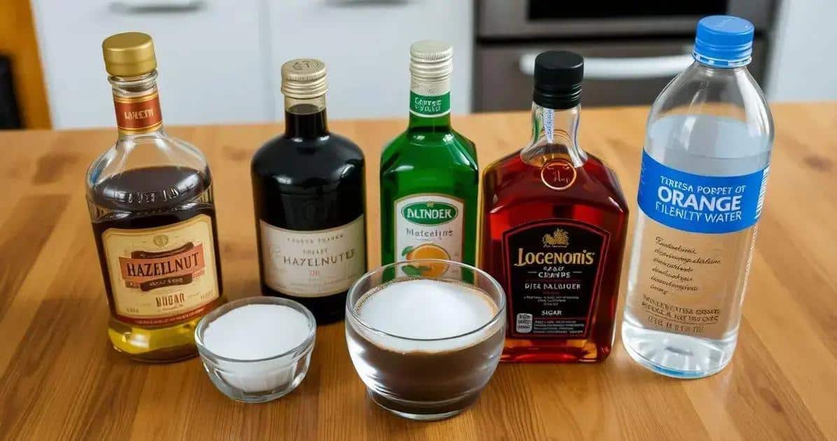 Ingredientes do Licor de Avelã com Café e Licor de Laranja