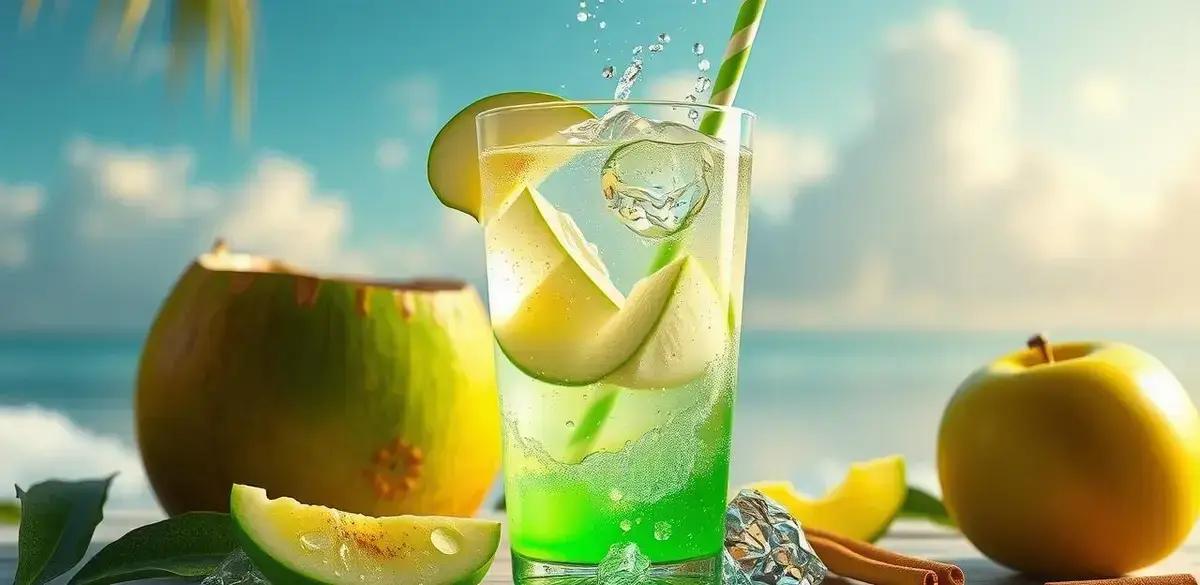 Água de Coco com Soda de Maçã Verde e Canela: Refresque-se com essa Delícia!