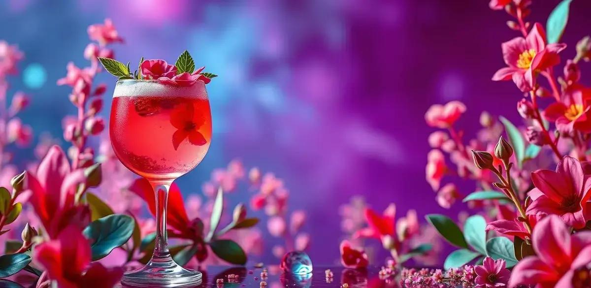 Coquetel com espuma de hibisco e gin: Uma explosão de sabores refrescantes