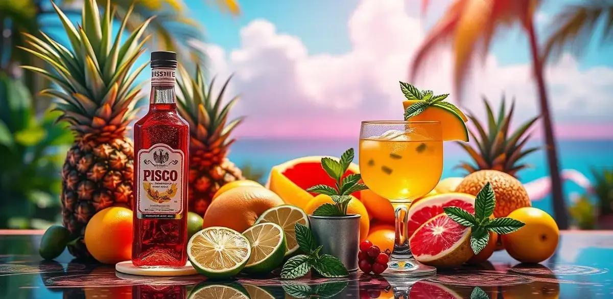 Ingredientes da Bebida Tropical com Pisco e Frutas Frescas