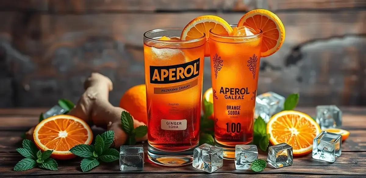 Ingredientes do Aperol com Refrigerante de Laranja e Gengibre