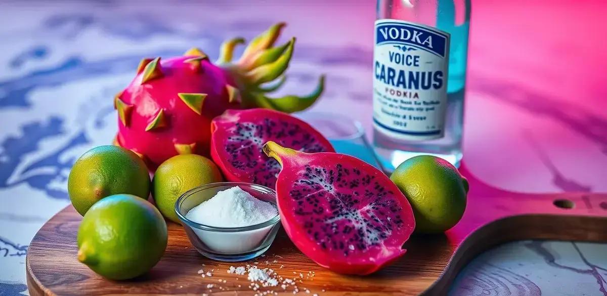 Ingredientes para a Caipiroska de Pitaya