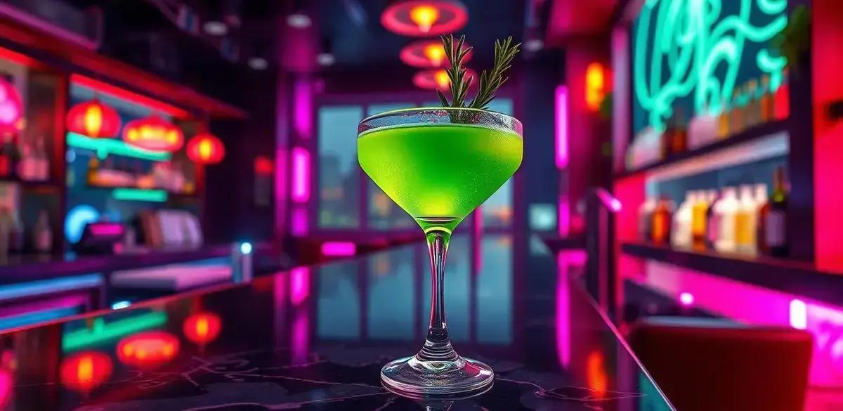 Martini com Licor de Maçã Verde e Alecrim: Um Coquetel Refrescante